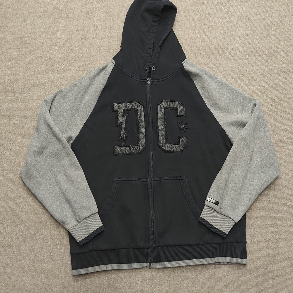 Dc Skate Men's Hoodie Size XL Black Gray Full Zip Y2K